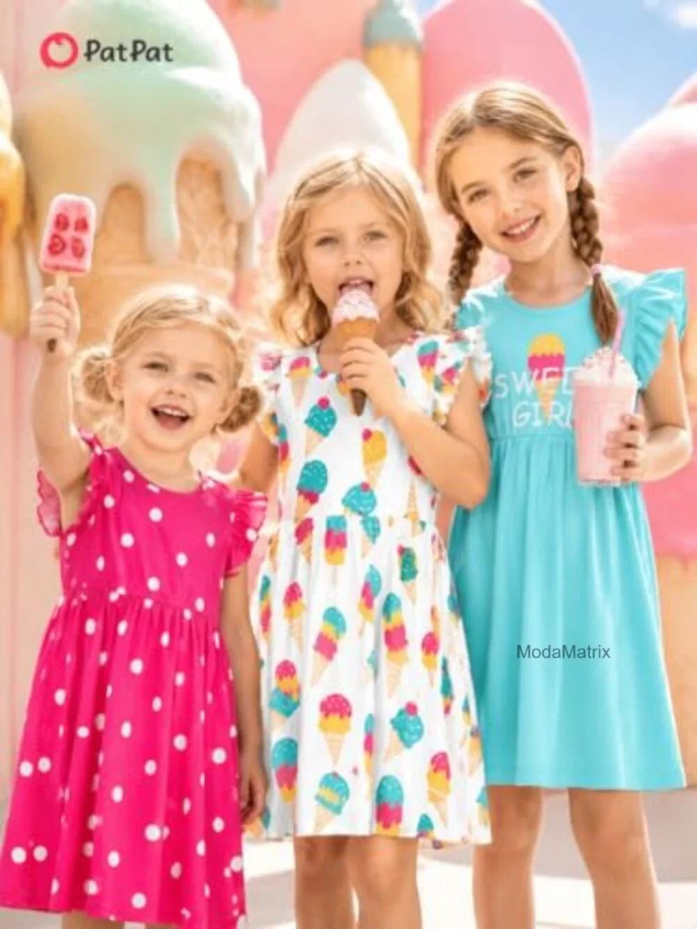 Girls Ruffle Sleeve Twirl Dress Set 2/3 Pack Cotton Blend Cute Summer Outfit